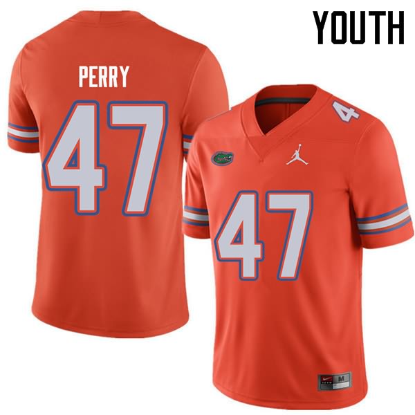 NCAA Florida Gators Austin Perry Youth #47 Jordan Brand Orange Stitched Authentic College Football Jersey SJE1164YF